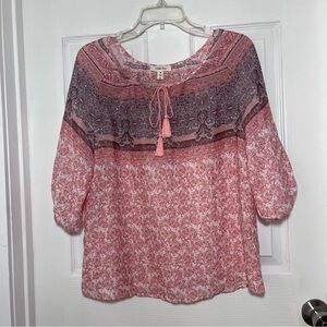 Como Blu Boho Top in Coral and Gray